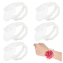 Corsage-armband med fuskpärlor och resårband, 6 st