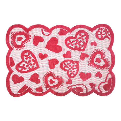Red Heart Lace Table Runner and Placemats Set