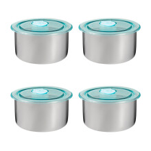 4-teiliges rundes Lunchbox-Set aus Edelstahl mit Silikon
