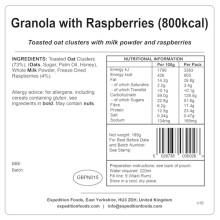 EXPEDITION FOODS Granola with Raspberries (High Energy Serving / 800KCAL) | Freeze-Dried Camping & Hiking Food
