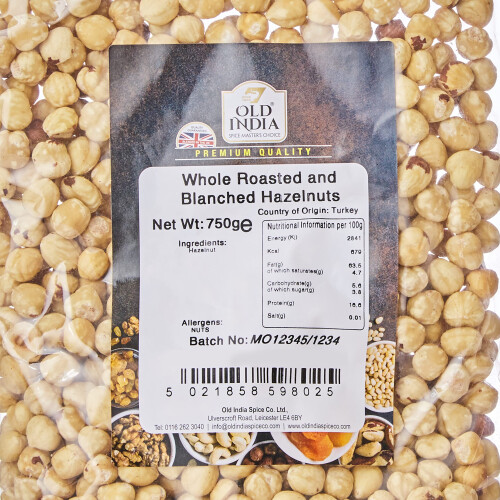 Old India Whole Roasted and Blanched Hazelnuts 750g 1