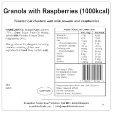 EXPEDITION FOODS Granola with Raspberries (Double Serving / 1000KCAL) | Freeze-Dried Camping & Hiking Food