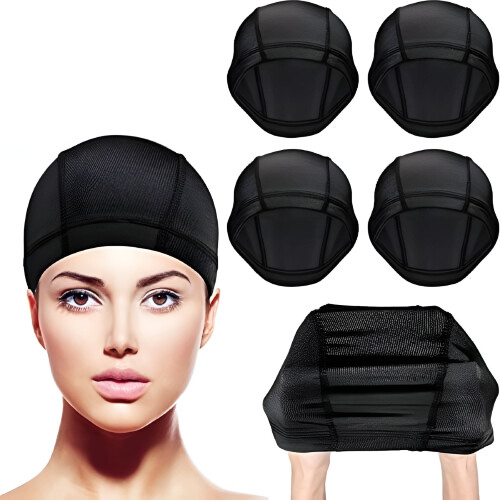 Kupolformad perukmössa i spandex, töjbar, 5-pack