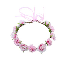 Diadema ajustable con cinta y corona de flores de rosa