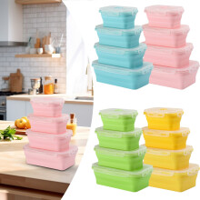 Ensemble de boîtes de conservation en silicone – Compatibles micro-ondes et congélateur, hermétiques, empilables, idéales pour la préparation