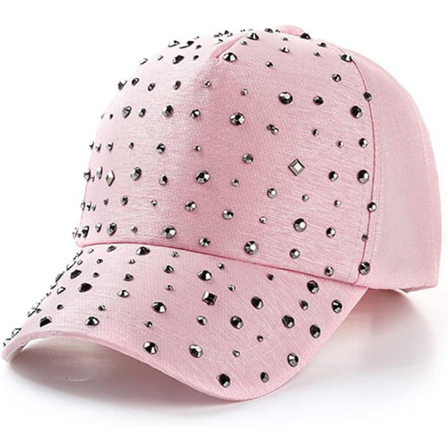 Gorra de béisbol ajustable y transpirable con pedrería para mujer