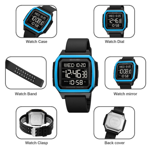 Digital Alarm Watch Waterproof Luminous LED Backlight 50M 2