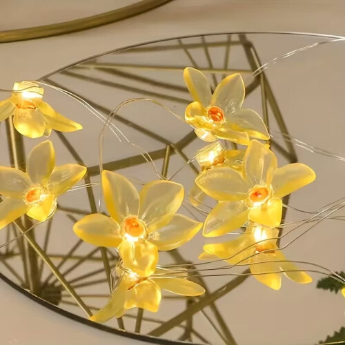 10-LED Copper Wire Lily Flower String Lights for Indoor Use