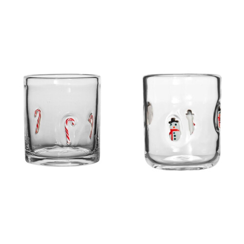14oz Stemless Christmas Juice Glasses – 2 Pack