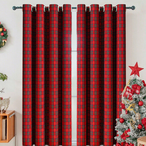 Green Christmas Curtain 132x183cm Polyester Rod Pocket