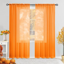 Orange Sheer Voile Curtains 52" W x 84" L (Pack of 2)