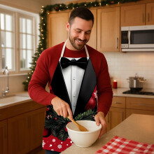 Festliche Weihnachtsschürze aus Polyester, 1 Stück