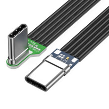Cabo USB-C para USB-C flexível e plano de silicone, com ângulo ajustável, para celulares com câmera. Carregamento rápido de 60 W e