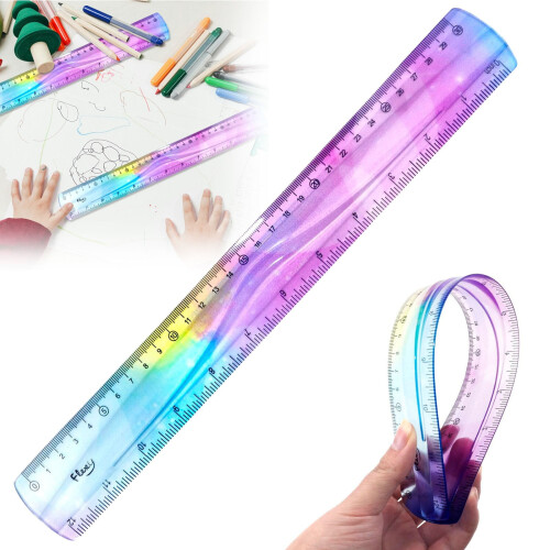 Flexible Ruler 12 Inch CM Inch Graduated Shatterproof Bulk