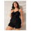 Women's Black One-Piece Swimsuit with Thin Straps and Bow 1