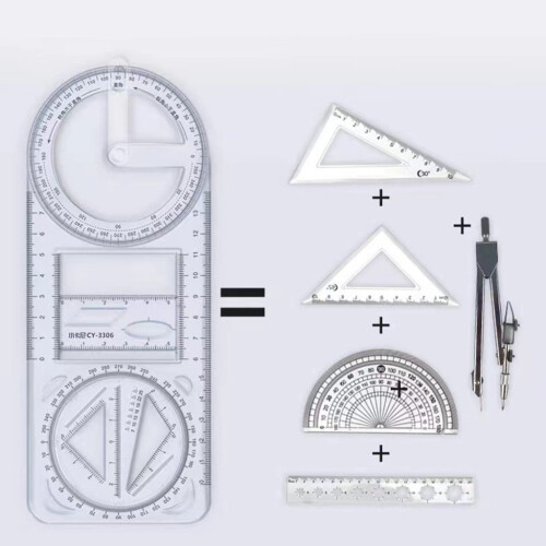 1/2/3 Pcs Geometric Ruler Draft Ruler Mathematics Drawing Ruler Measuring Tool 1