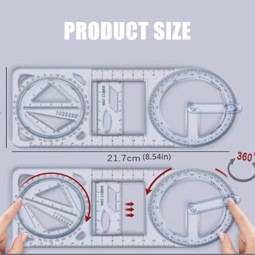 1/2/3 Pcs Geometric Ruler Draft Ruler Mathematics Drawing Ruler Measuring Tool 2