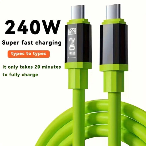 Καλώδιο USB C σε C 240W Καλώδιο γρήγορης φόρτισης Εύκαμπτο καλώδιο φόρτισης σιλικόνης 1