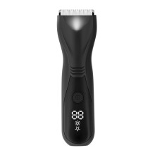 Elektrische trimmer voor schaam- en lichaamshaar voor mannen, geschikt voor nat en droog gebruik.