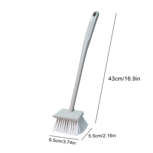 Escova de limpeza de plástico cinza com cabo de 43 cm (16,9 polegadas) de comprimento. 2