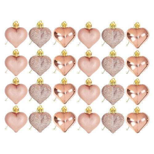 24pcs Heart Ornaments Red Pink Silver 4.5cm 1