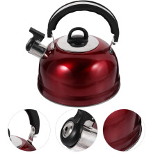 Bollitore da fornello in acciaio inox rosso con fischietto