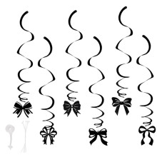 6 ciondoli decorativi a spirale in lamina glitterata nera