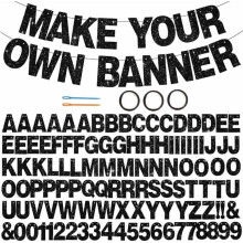 Bokstavbannersett i glitterpapir, 111 stk. + 3 tau + 2 verktøy