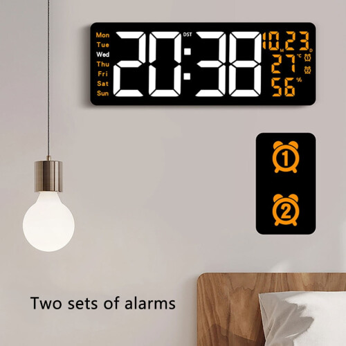LED Digital Wall Clock with Temp & Humidity Display 1