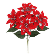 Poinsettias artificiels 33 cm (12,99 pouces) pour intérieur et extérieur