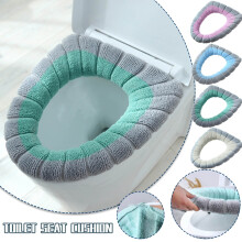 Coussin de siège de toilette en coton tricoté doux avec mousse à mémoire de forme, antidérapant et lavable – Compatible avec les toilettes