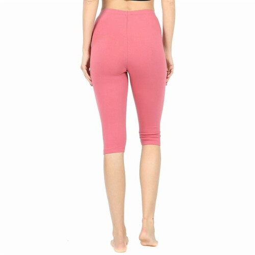 Dam Essential Basic Bomull Spandex Stretch Nedanför Knä Långa Capri Leggings 2