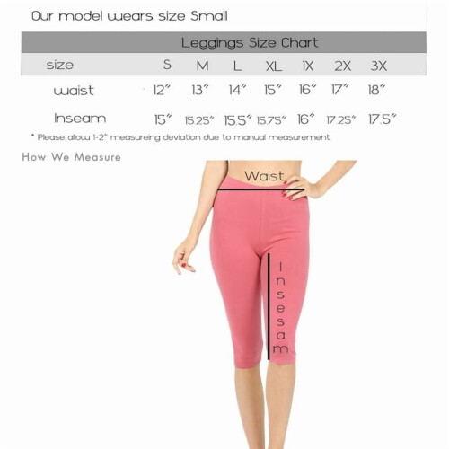 Women's Essential Basic Cotton Spandex Stretch Below Knee Length Capri Leggings 2