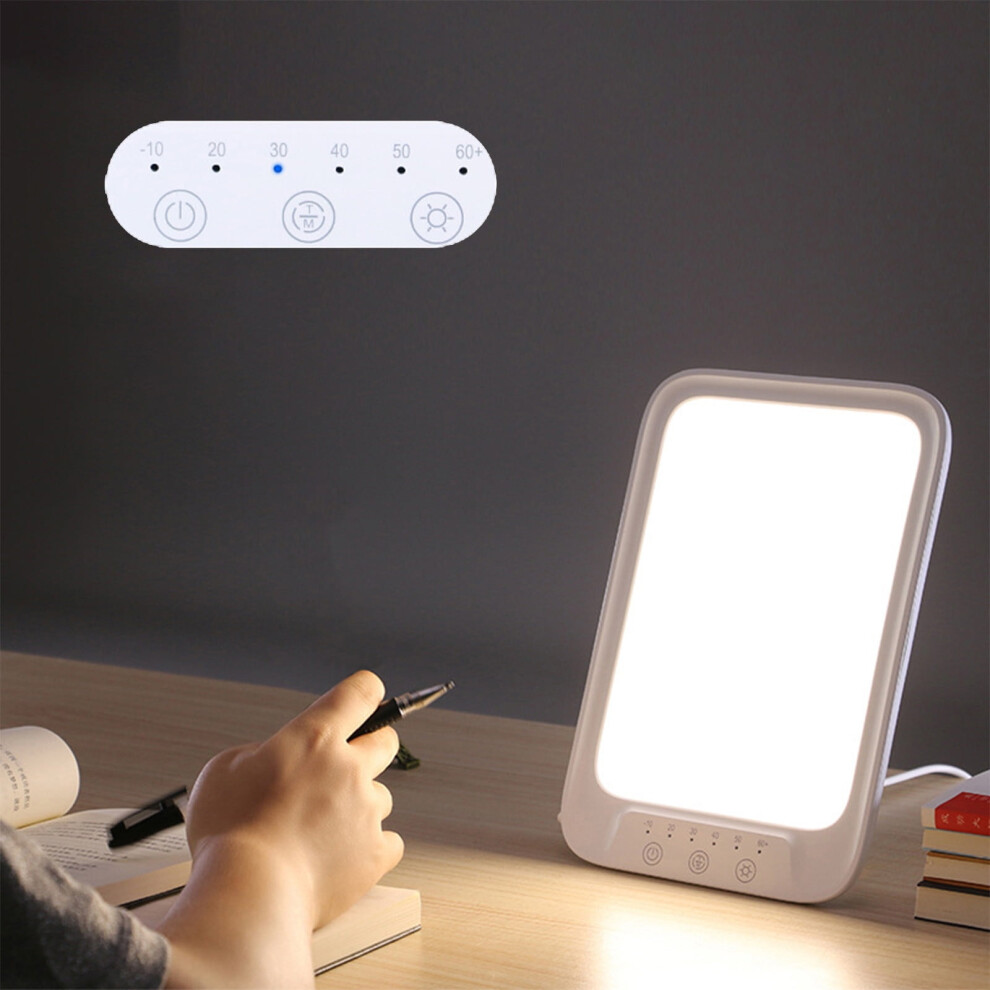 White Portable 8W Led Sad Lamp, Usb-Powered, 3 Color Temp & Smart Timer, For Mood & Sleep Â 9.25X6.3",