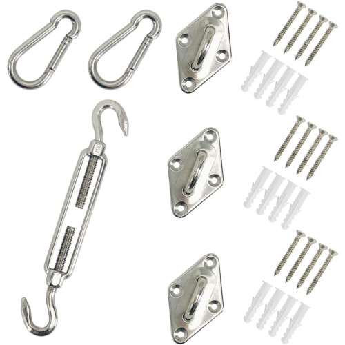 Kit de fixação para vela de sombra triangular em aço inoxidável 304.