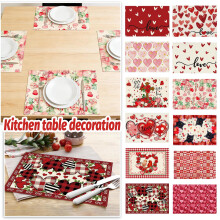 Valentijnsdag tafeldecoratieset - Decoratieve placemats voor de keukentafel, eettafel, jubileum of romantische feestdecoratie