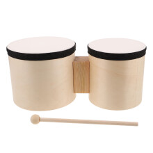 Beige Wooden Bongos Beginner-Friendly Sound Set