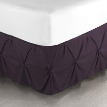 Purple Cal King Bed Skirt, 14" Drop, Pinch Pleat, Hotel-Quality Microfiber, Compatible with Cal King Beds