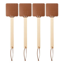 Fliegenklatsche aus Leder mit Holzgriff (4er-Pack)