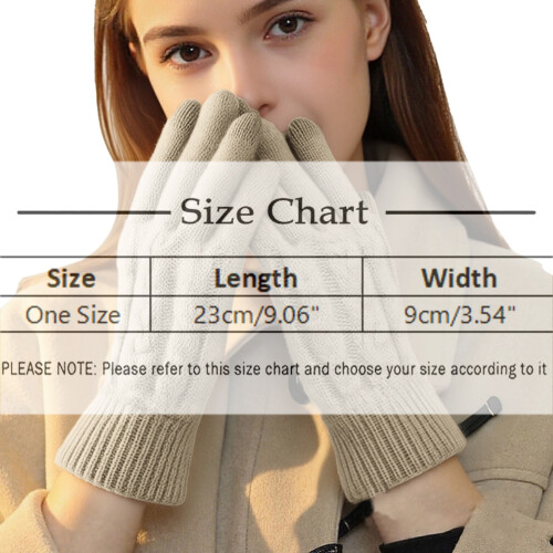 Ladies' Winter Double Layer Fleece Lined Gloves, Thickened Warm Cold Proof Outdoor Wool with Touchscreen Function,Black,One Size 2