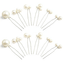 Épingles à cheveux en perles argentées en forme de U, lot de 12