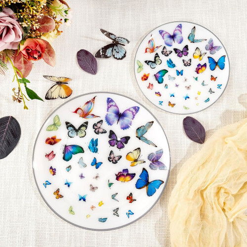 Assiettes jetables papillon, lot de 60 – 26 cm et 19 cm, blanches 2