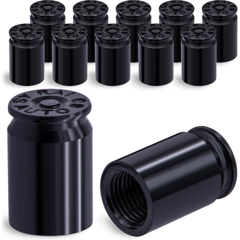 12Pcs Aluminum Bullet Shell Tire Valve Stem Caps, Universal Dustproof Covers For Cars, Suvs, Trucks, Bikes, Motorcycles, Bicycles (Black) Black 9426043616922