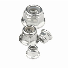 10Pcs Hex Flange Nylon Insert Lock Nuts M3 M4 M5 M6 M8 Carbon Steel White Zinc Plated Hexagon Self-locking Nylock Locknut