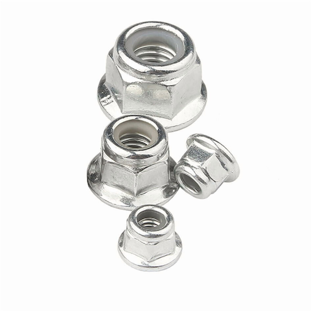 10Pcs Hex Flange Nylon Insert Lock Nuts M3 M4 M5 M6 M8 Carbon Steel White Zinc Plated Hexagon Self-Locking Nylock Locknut 9402001154767