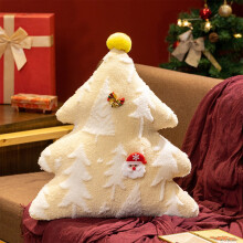 Coussin en peluche sapin de Noël avec imprimé flocons de neige