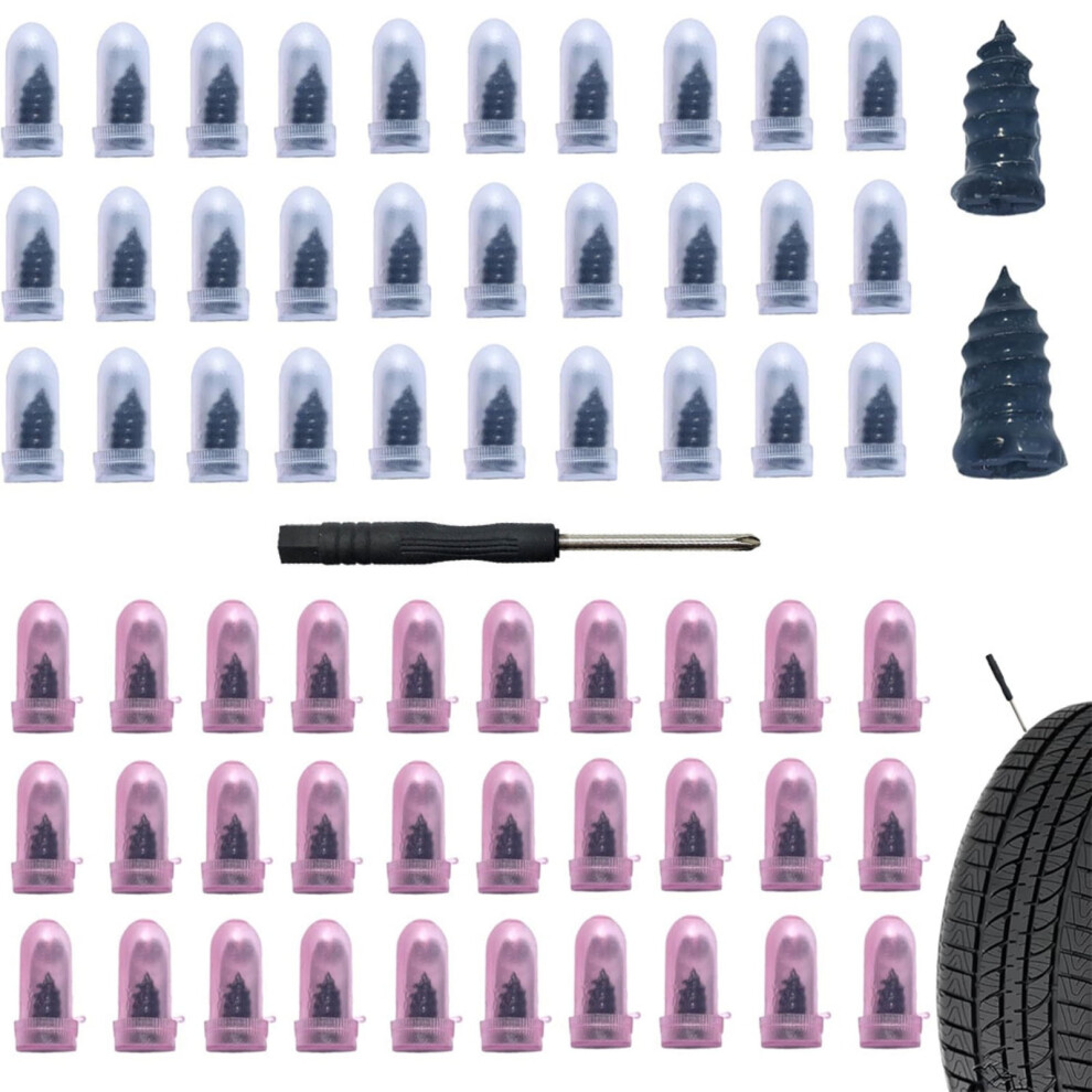 60Pcs Tire Repair Nails Kit With Screwdriver Â Compatible With Car, Motorcycle, Vacuum Spiral Plug Tools 9426043616878