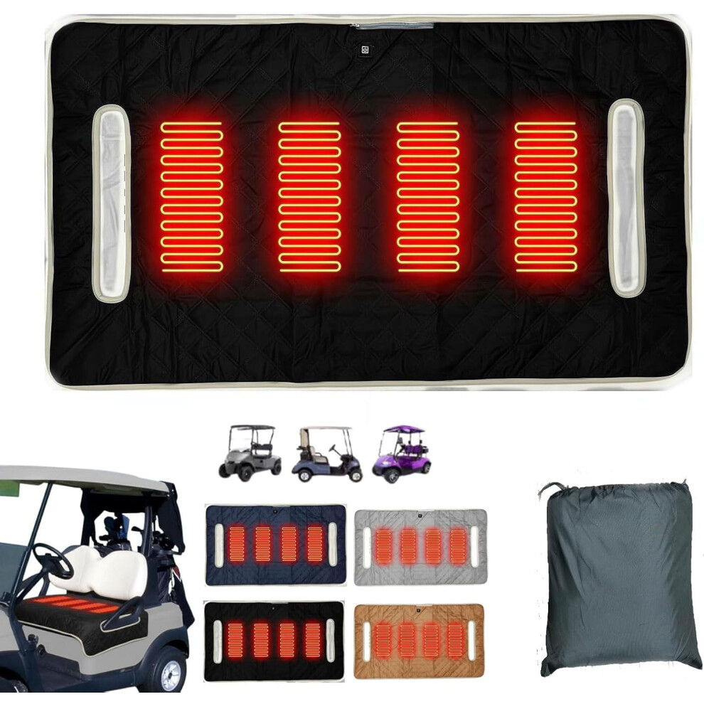 Heated Golf Cart Seat Cover, 4 Heating Zones, Usb/Type-C Powered, Non-Slip & Waterproof, Universal Fit, Compatible With Most Golf Carts 9426043617080