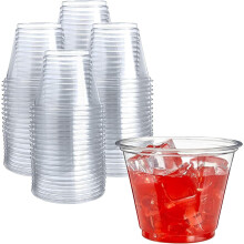 Copas de vino de plástico de 266 ml con borde dorado – Paquete de 100