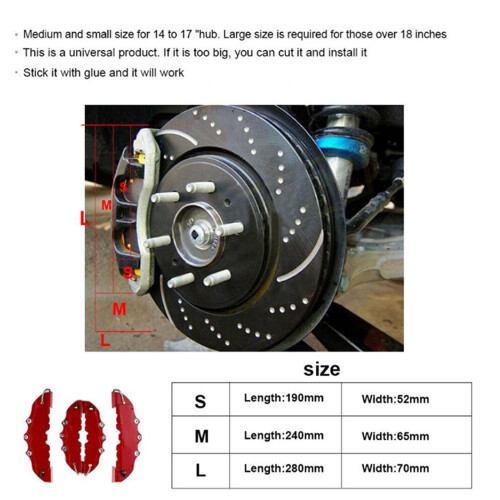 Car High-Temp Resistant Caliper Covers, Over 18" Hub Large Size, Brake Refit Set （Silver.S） 2